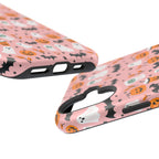 Halloween Ghosts & Pumpkins Magnetic Phone Case — Cute Pink Spooky Pattern