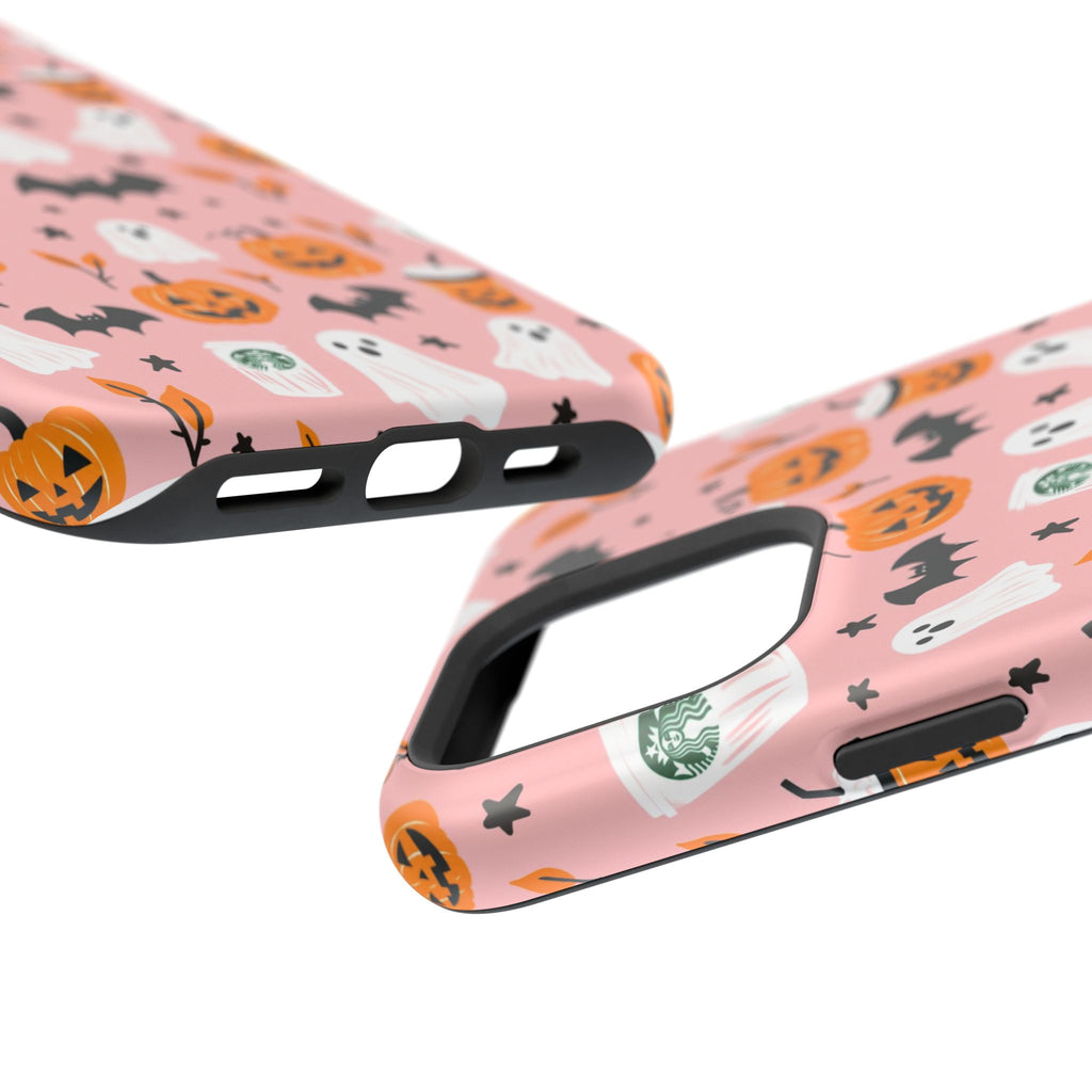 Halloween Cute Pattern Phone Case — Pink Ghosts, Pumpkins & Bats Magnetic Impact-Resistant