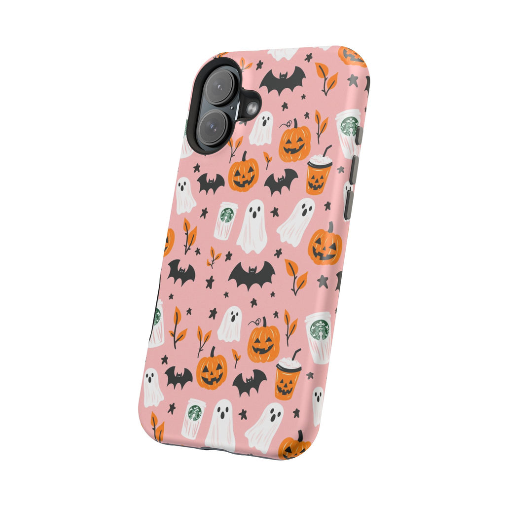 Halloween Cute Pattern Phone Case — Pink Ghosts, Pumpkins & Bats Magnetic Impact-Resistant