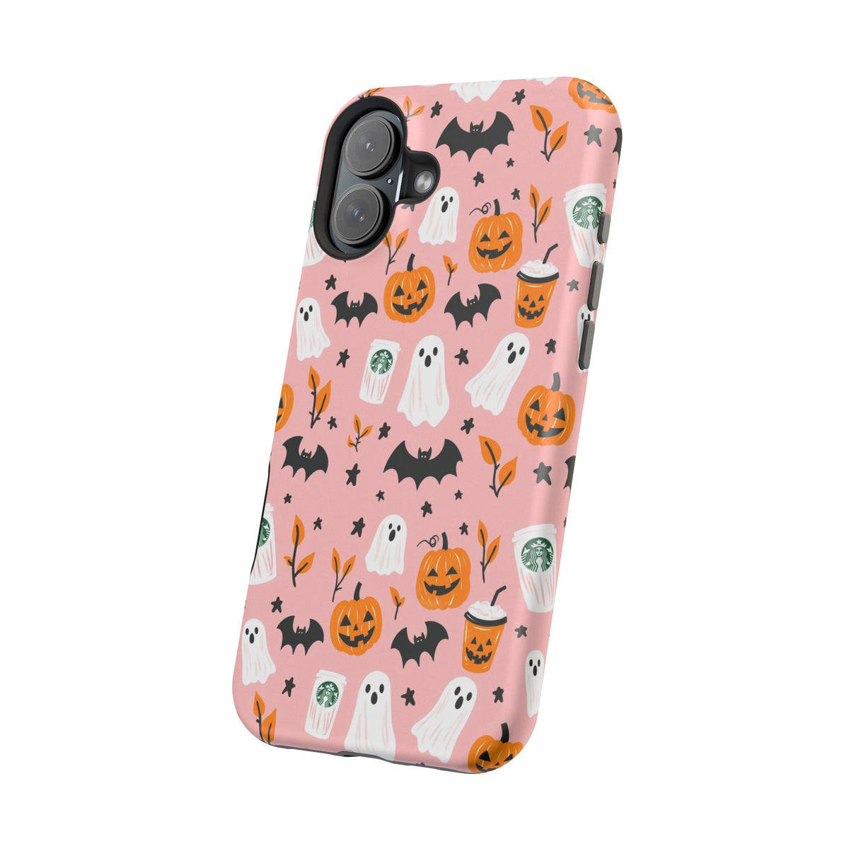 Halloween Cute Pattern Phone Case — Pink Ghosts, Pumpkins & Bats Magnetic Impact-Resistant