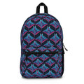 Geometric Neon Star Backpack — Blue & Purple Patterned School Bag