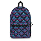 Geometric Neon Star Backpack — Blue & Purple Patterned School Bag