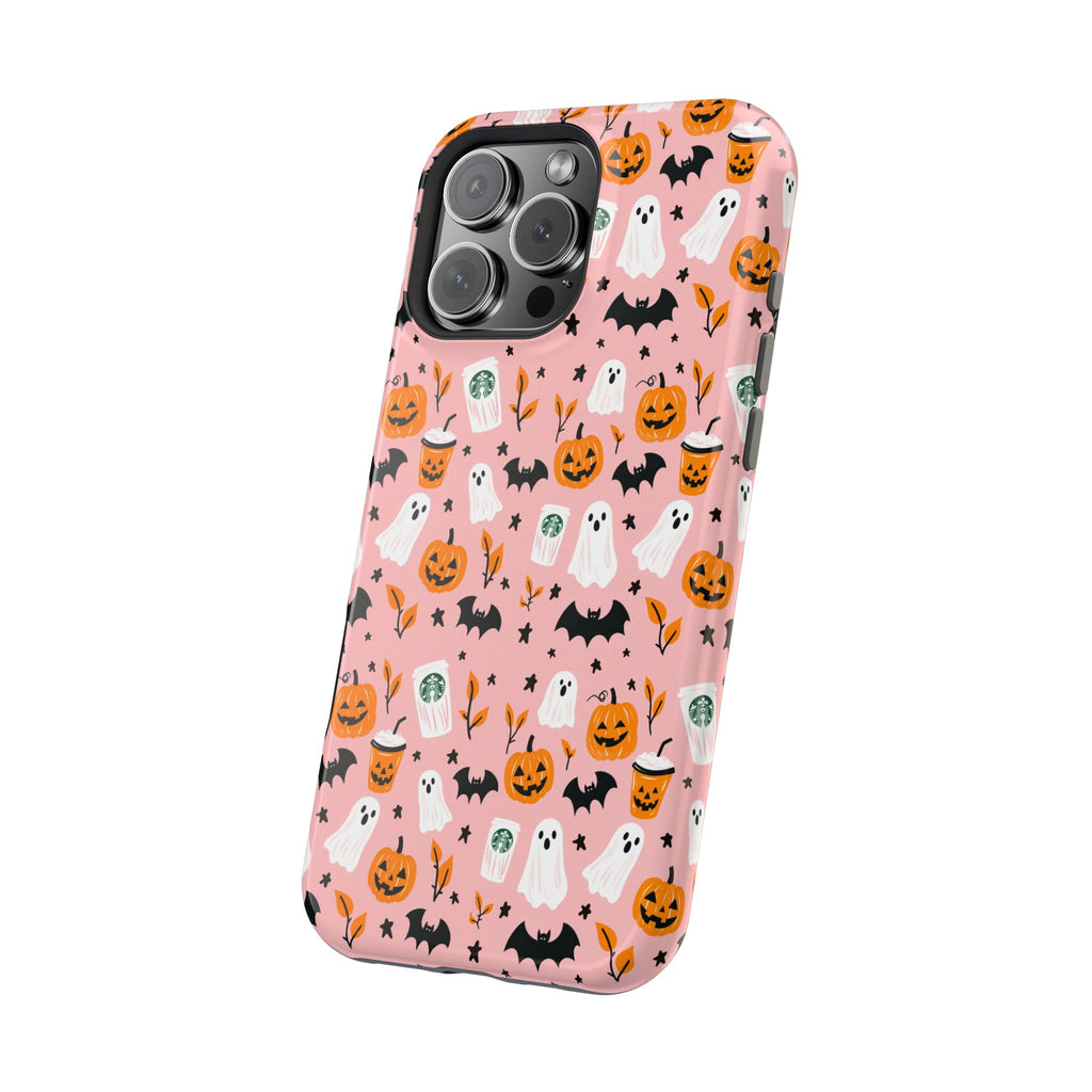 Halloween Ghosts & Pumpkins Magnetic Phone Case — Cute Pink Spooky Pattern