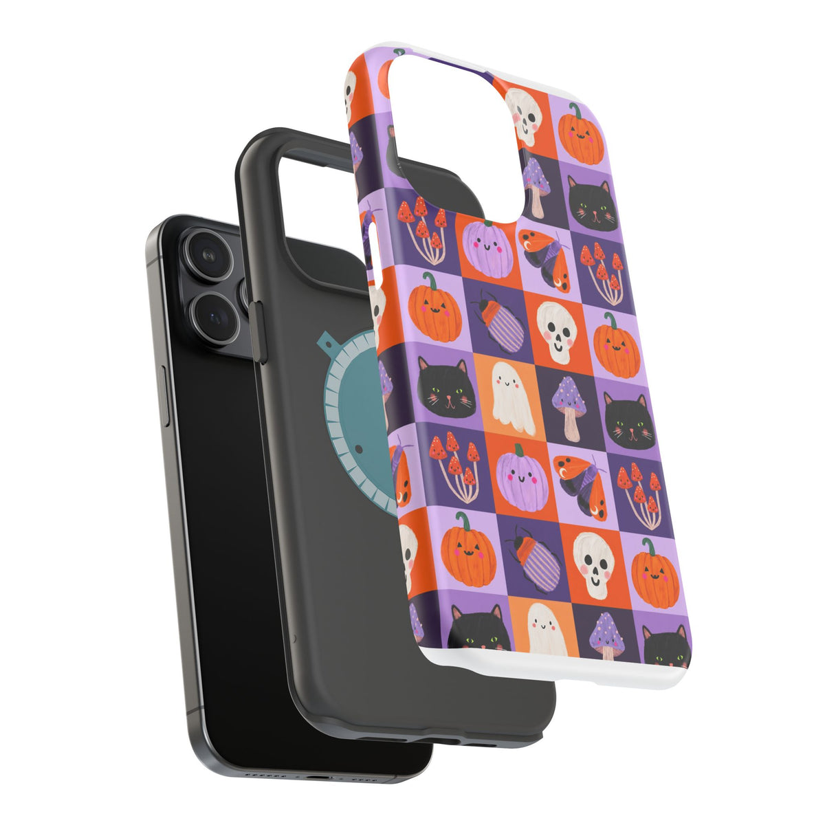 Halloween Pattern Magnetic Impact-Resistant Phone Case — Cute Pumpkins, Cats & Ghosts