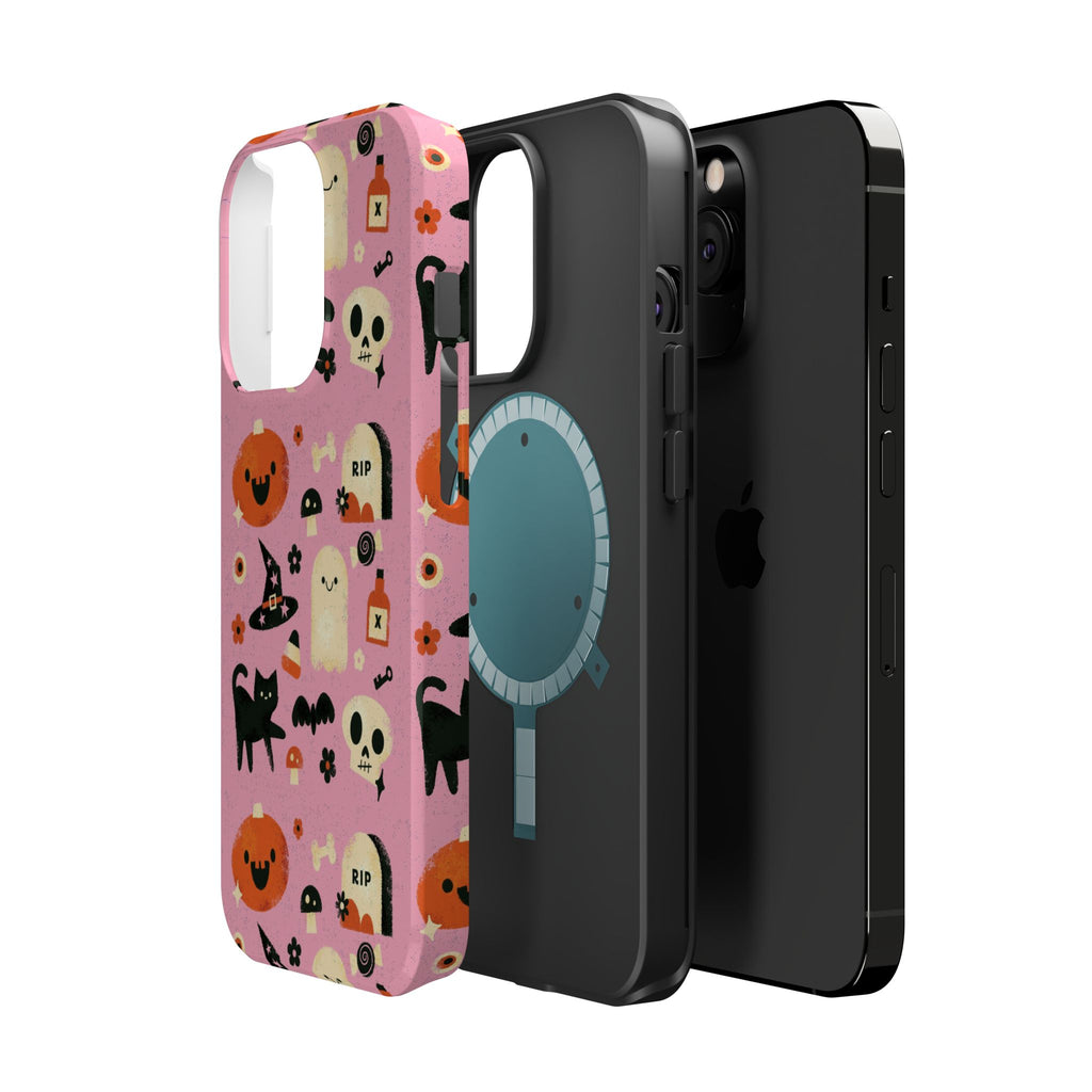 Cute Pink Halloween Magnetic Impact Phone Case — Ghosts, Pumpkins & Skulls