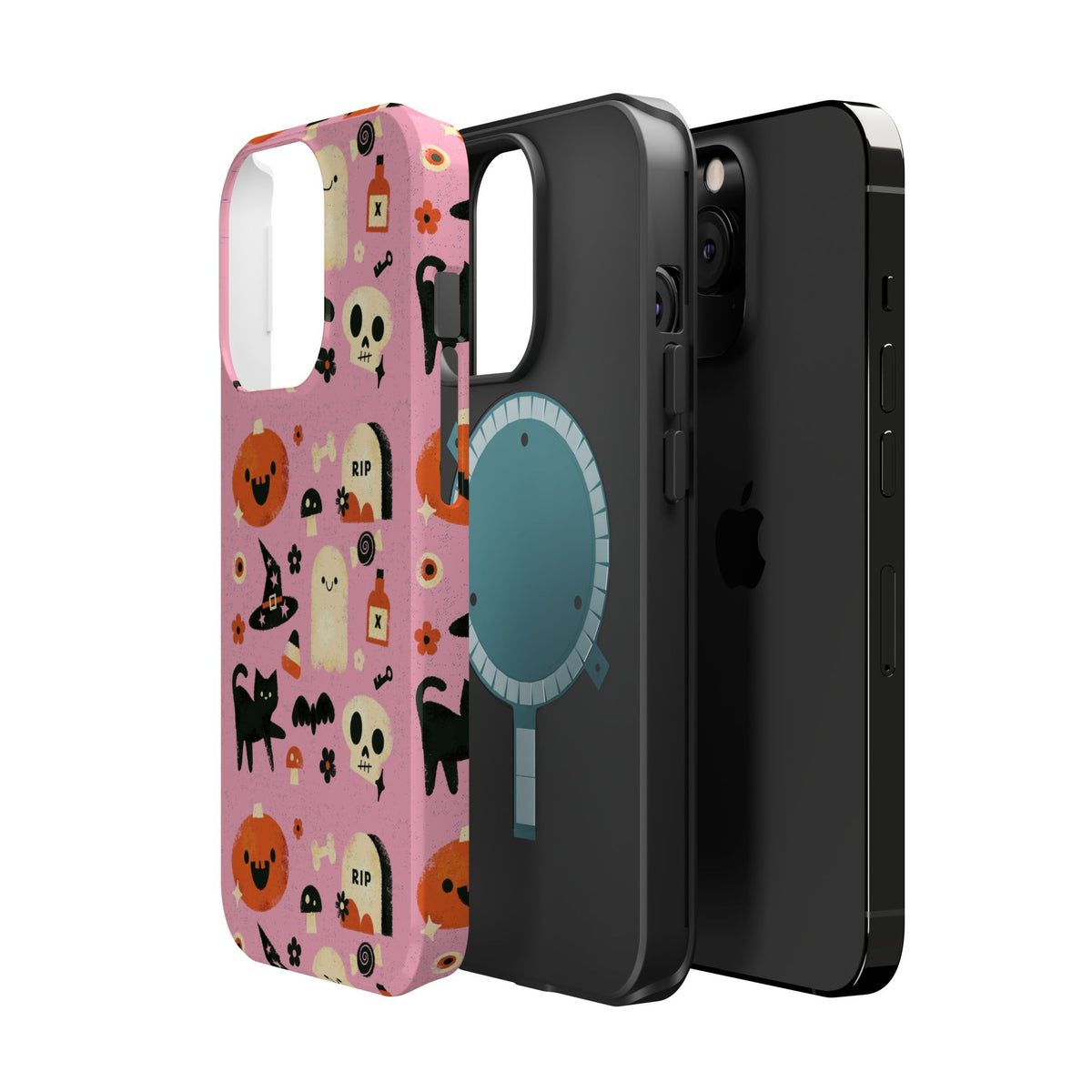 Cute Pink Halloween Magnetic Impact Phone Case — Ghosts, Pumpkins & Skulls