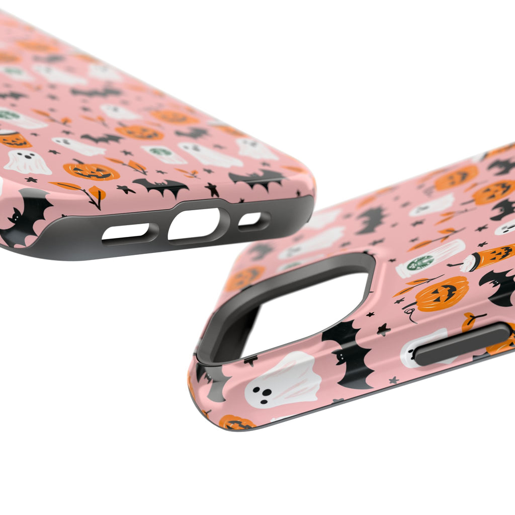 Halloween Ghosts & Pumpkins Magnetic Phone Case — Cute Pink Spooky Pattern