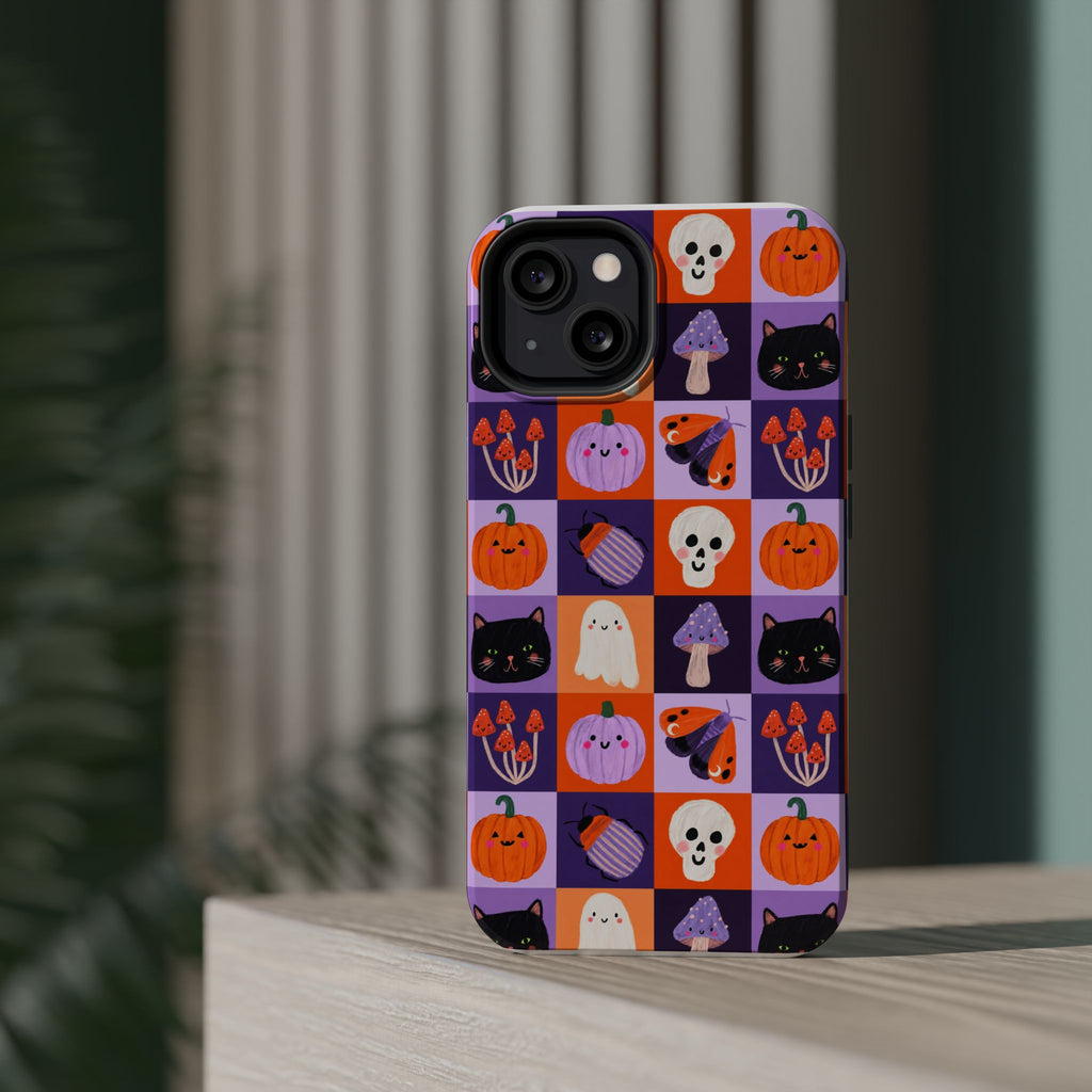 Halloween Pattern Magnetic Impact-Resistant Phone Case — Cute Pumpkins, Cats & Ghosts