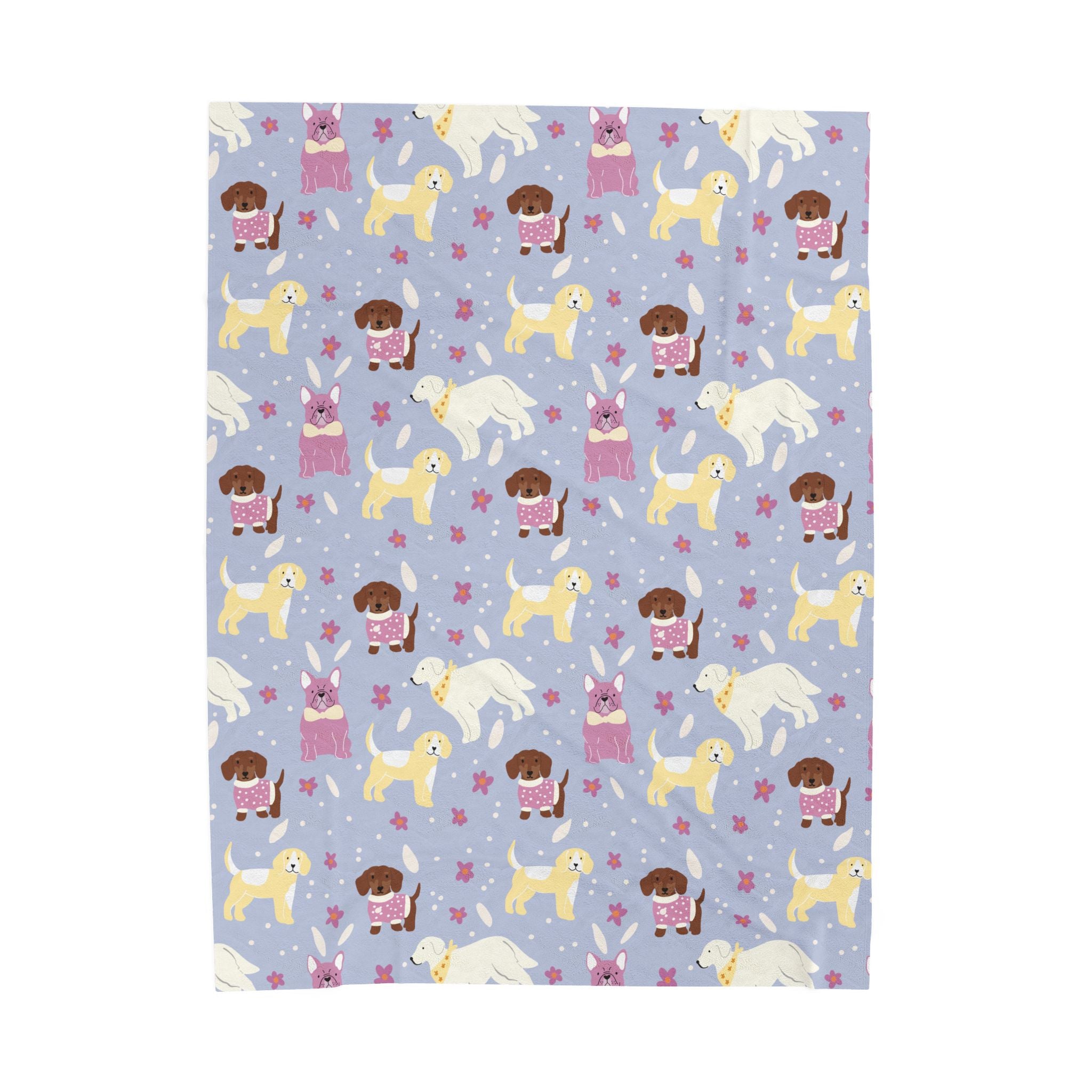 Poodle Dog Illustration Velveteen Blanket