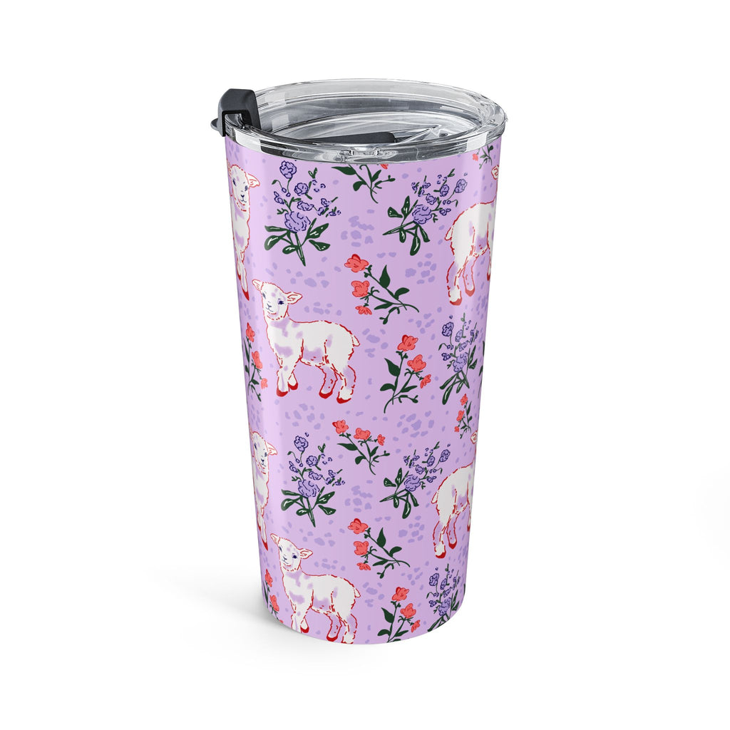 20oz Floral Lamb Tumbler — Cute Pastel Animal Travel Cup