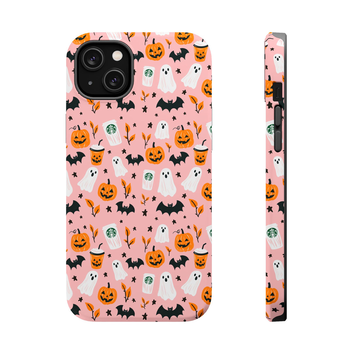 Halloween Ghosts & Pumpkins Magnetic Phone Case — Cute Pink Spooky Pattern