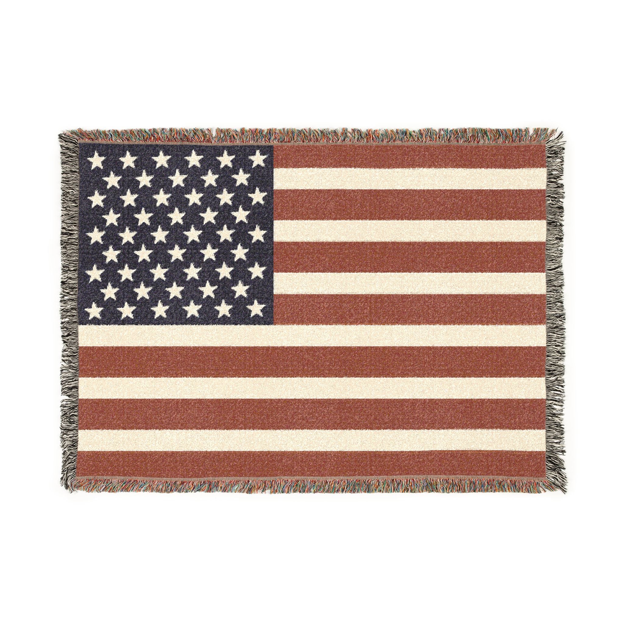 American Flag Woven Blanket — Rustic Patriotic Throw for Home & Outdoors