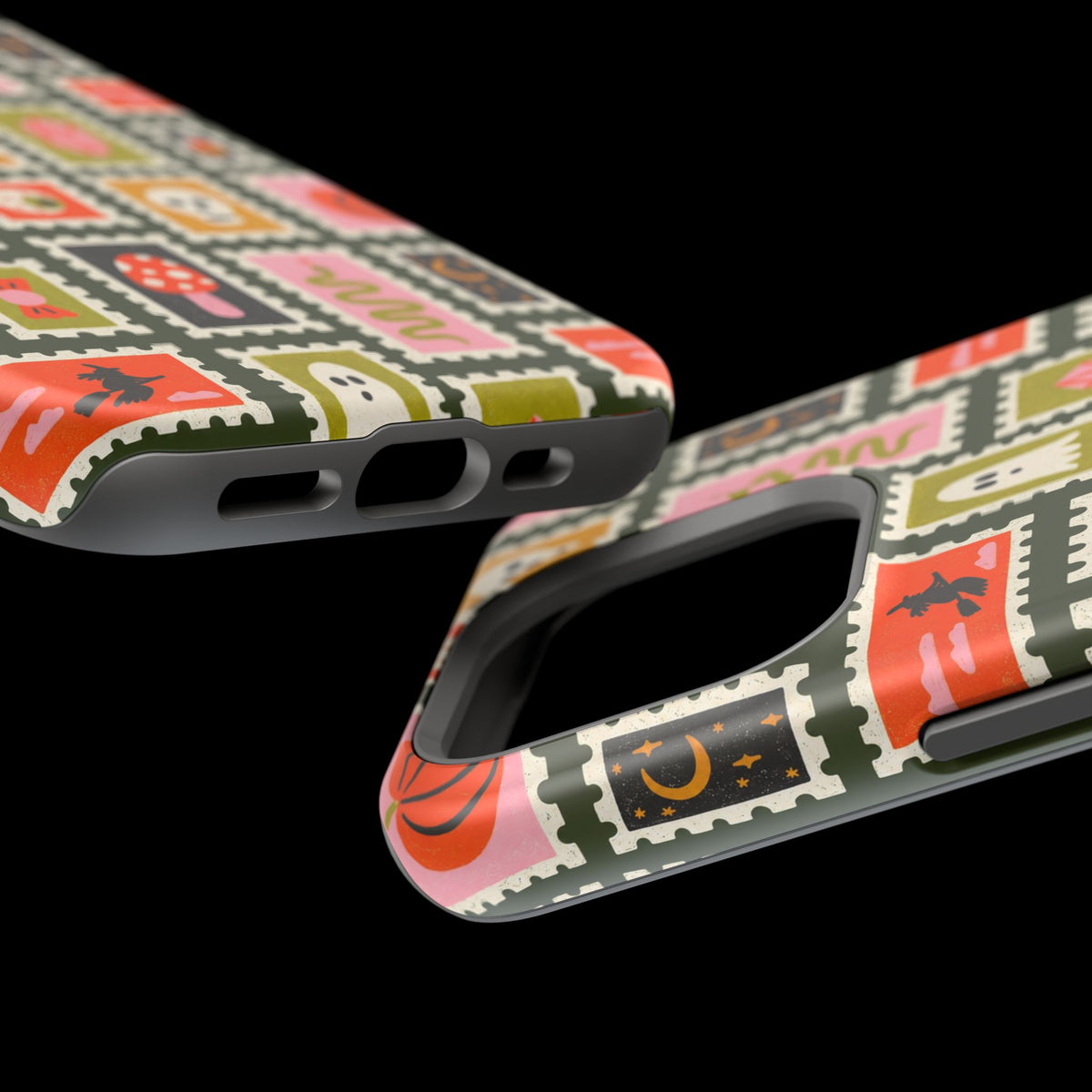 Halloween Stamp Pattern Phone Case — Cute Spooky Icons Magnetic Impact-Resistant Case