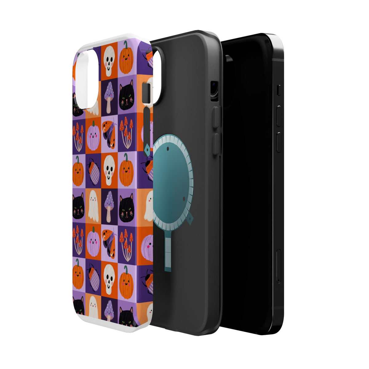 Halloween Pattern Magnetic Impact-Resistant Phone Case — Cute Pumpkins, Cats & Ghosts