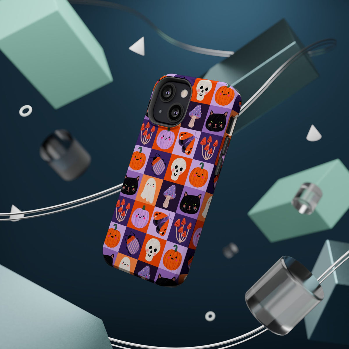 Halloween Pattern Magnetic Impact-Resistant Phone Case — Cute Pumpkins, Cats & Ghosts