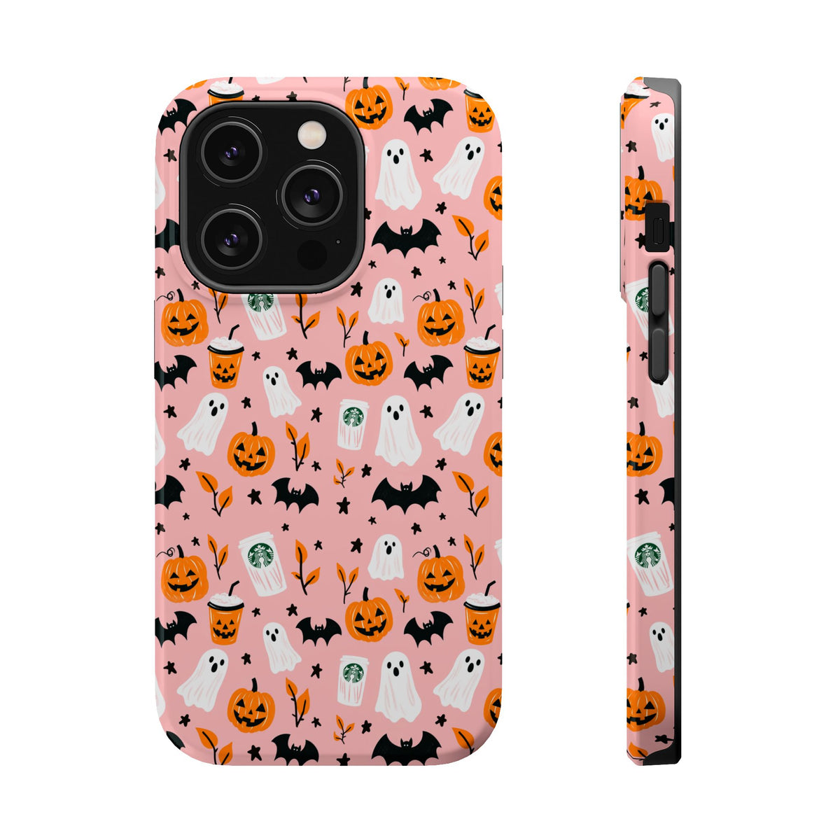 Halloween Ghosts & Pumpkins Magnetic Phone Case — Cute Pink Spooky Pattern