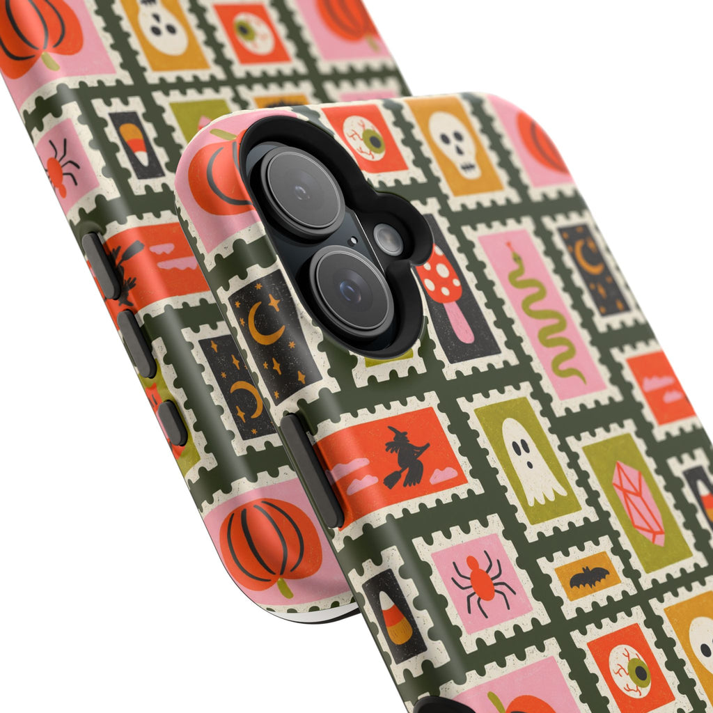 Halloween Stamp Pattern Phone Case — Cute Spooky Icons Magnetic Impact-Resistant Case