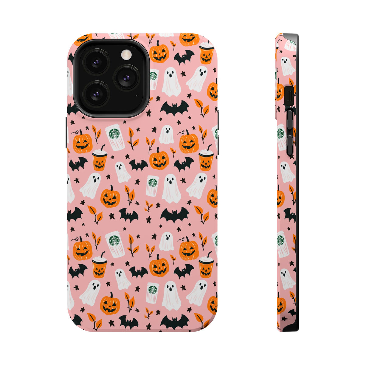 Halloween Ghosts & Pumpkins Magnetic Phone Case — Cute Pink Spooky Pattern