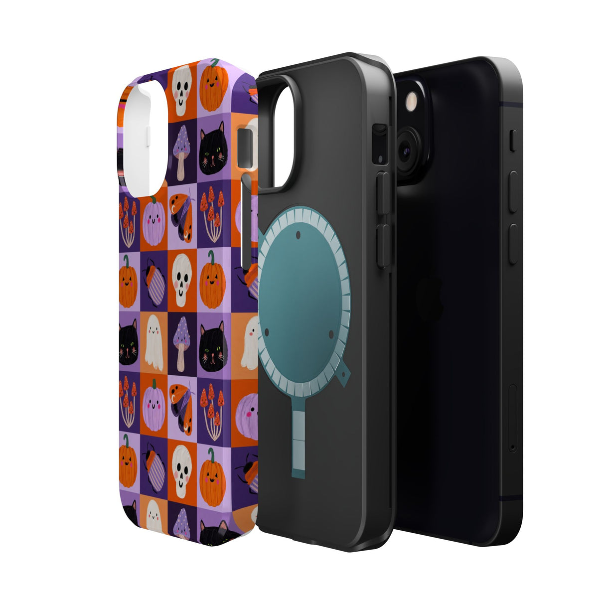 Halloween Pattern Magnetic Impact-Resistant Phone Case — Cute Pumpkins, Cats & Ghosts