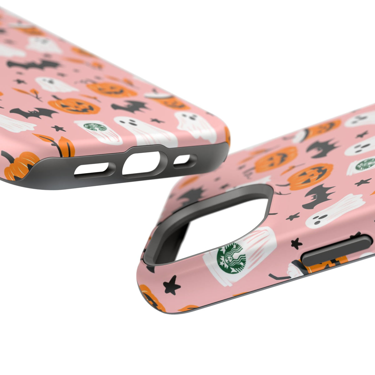 Halloween Cute Pattern Phone Case — Pink Ghosts, Pumpkins & Bats Magnetic Impact-Resistant
