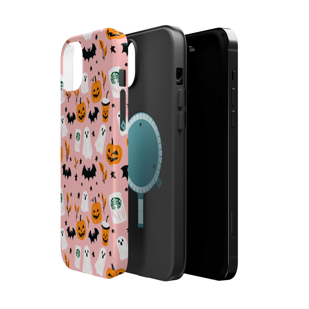 Halloween Cute Pattern Phone Case — Pink Ghosts, Pumpkins & Bats Magnetic Impact-Resistant