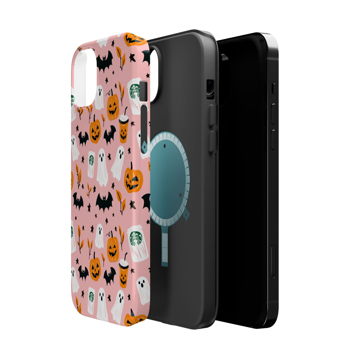 Halloween Cute Pattern Phone Case — Pink Ghosts, Pumpkins & Bats Magnetic Impact-Resistant