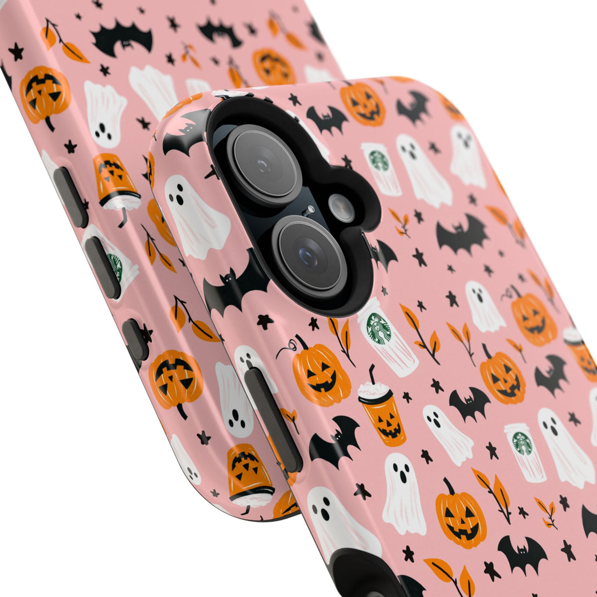 Halloween Ghosts & Pumpkins Magnetic Phone Case — Cute Pink Spooky Pattern