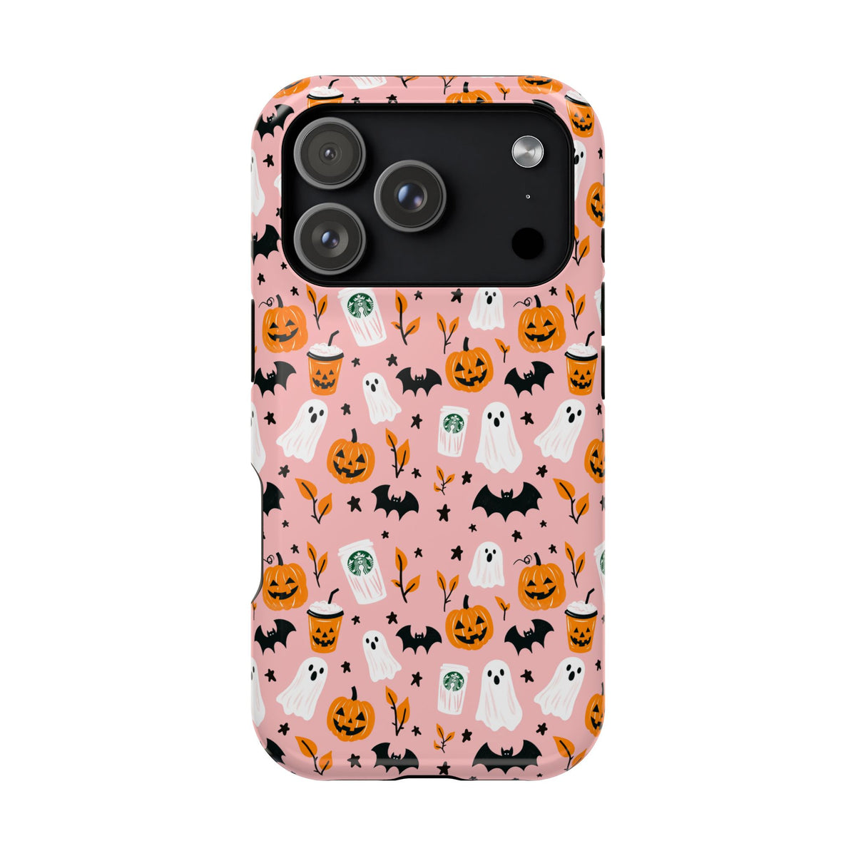 Halloween Ghosts & Pumpkins Magnetic Phone Case — Cute Pink Spooky Pattern