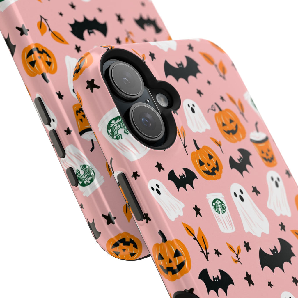 Halloween Cute Pattern Phone Case — Pink Ghosts, Pumpkins & Bats Magnetic Impact-Resistant