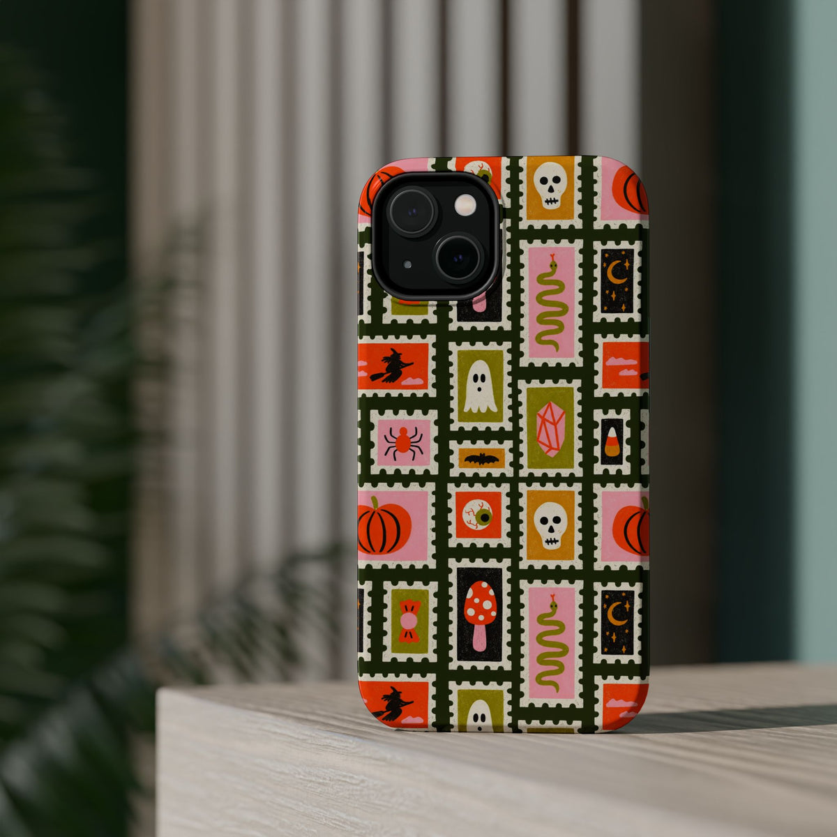 Halloween Stamp Pattern Phone Case — Cute Spooky Icons Magnetic Impact-Resistant Case