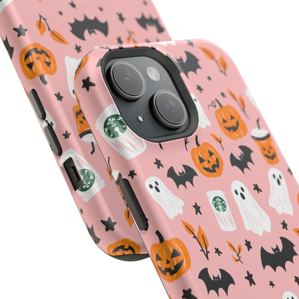 Halloween Cute Pattern Phone Case — Pink Ghosts, Pumpkins & Bats Magnetic Impact-Resistant