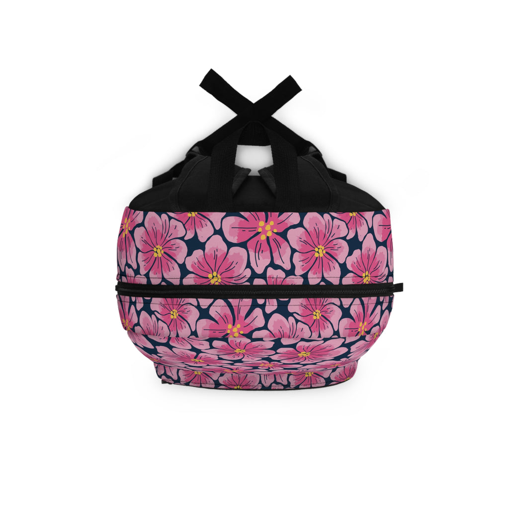 Pink Floral Backpack — Cherry Blossom Pattern School & Travel Bag