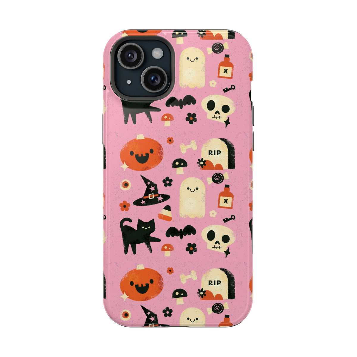 Cute Pink Halloween Magnetic Impact Phone Case — Ghosts, Pumpkins & Skulls