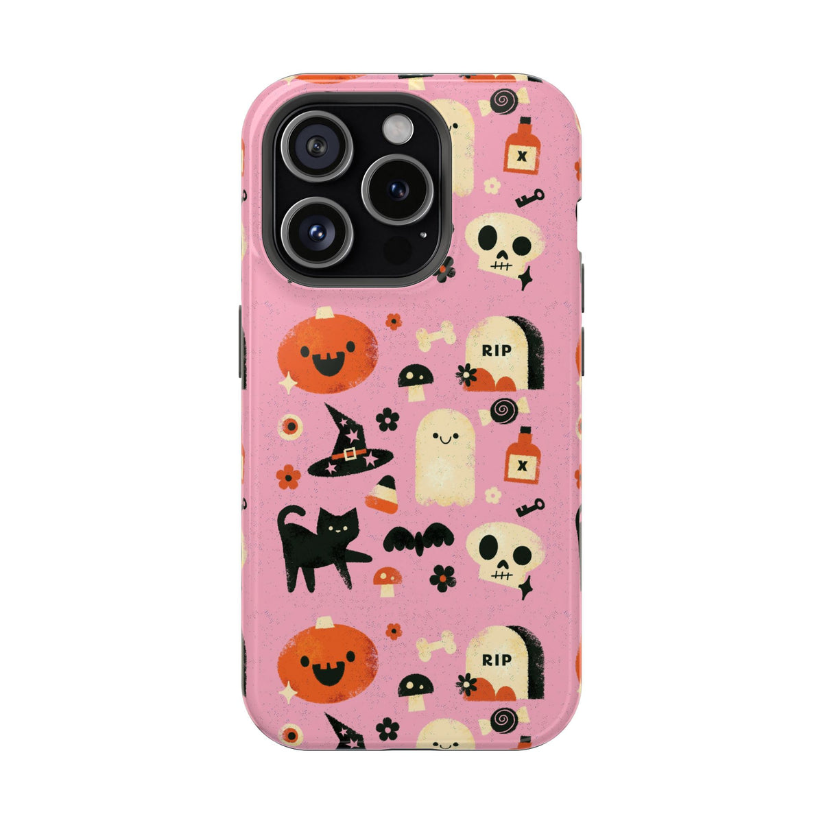 Cute Pink Halloween Magnetic Impact Phone Case — Ghosts, Pumpkins & Skulls