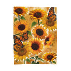 Manta de felpa de girasol y monarca — Manta floral suave