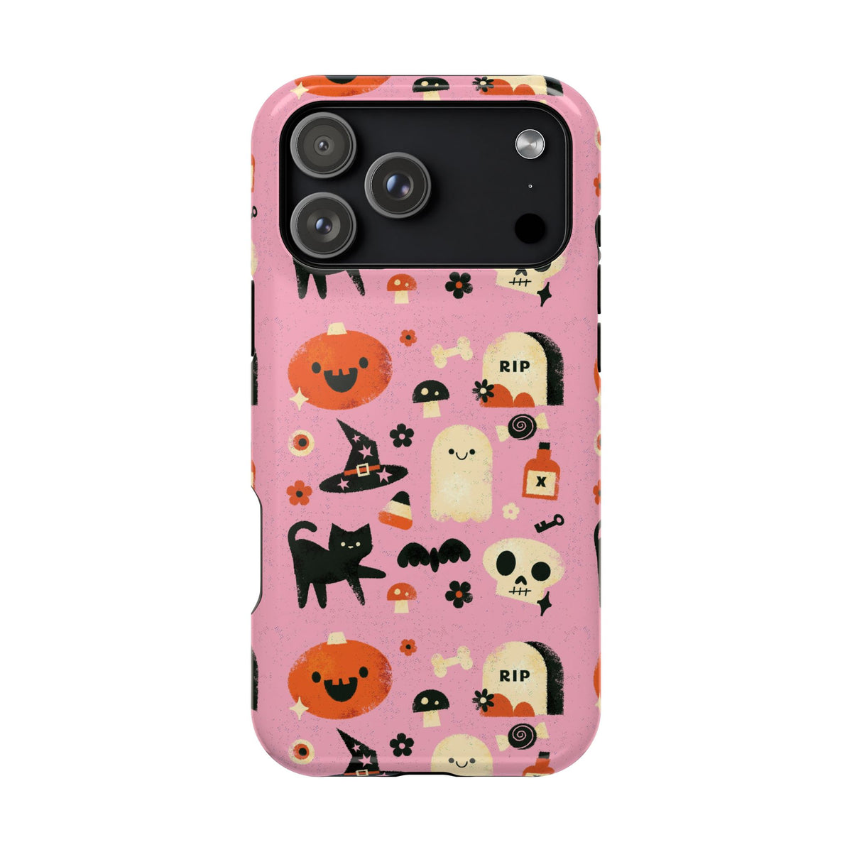 Cute Pink Halloween Magnetic Impact Phone Case — Ghosts, Pumpkins & Skulls