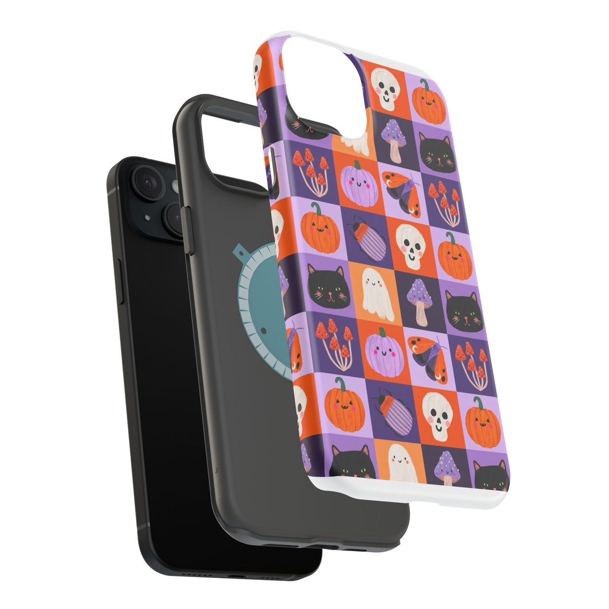 Halloween Pattern Magnetic Impact-Resistant Phone Case — Cute Pumpkins, Cats & Ghosts