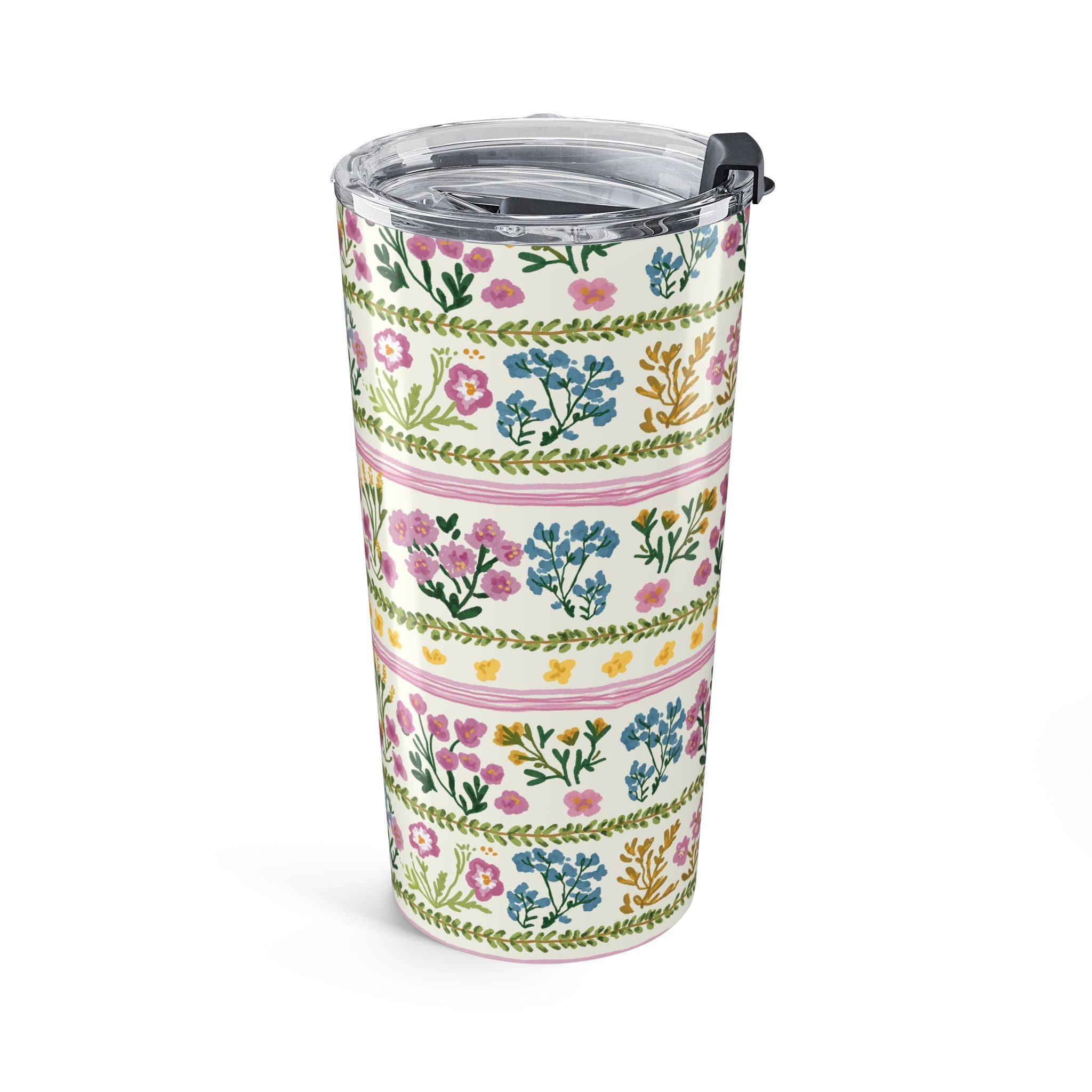 Floral Stripe 20oz Tumbler – Pastel Garden Travel Cup