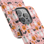 Halloween Ghosts & Pumpkins Magnetic Phone Case — Cute Pink Spooky Pattern