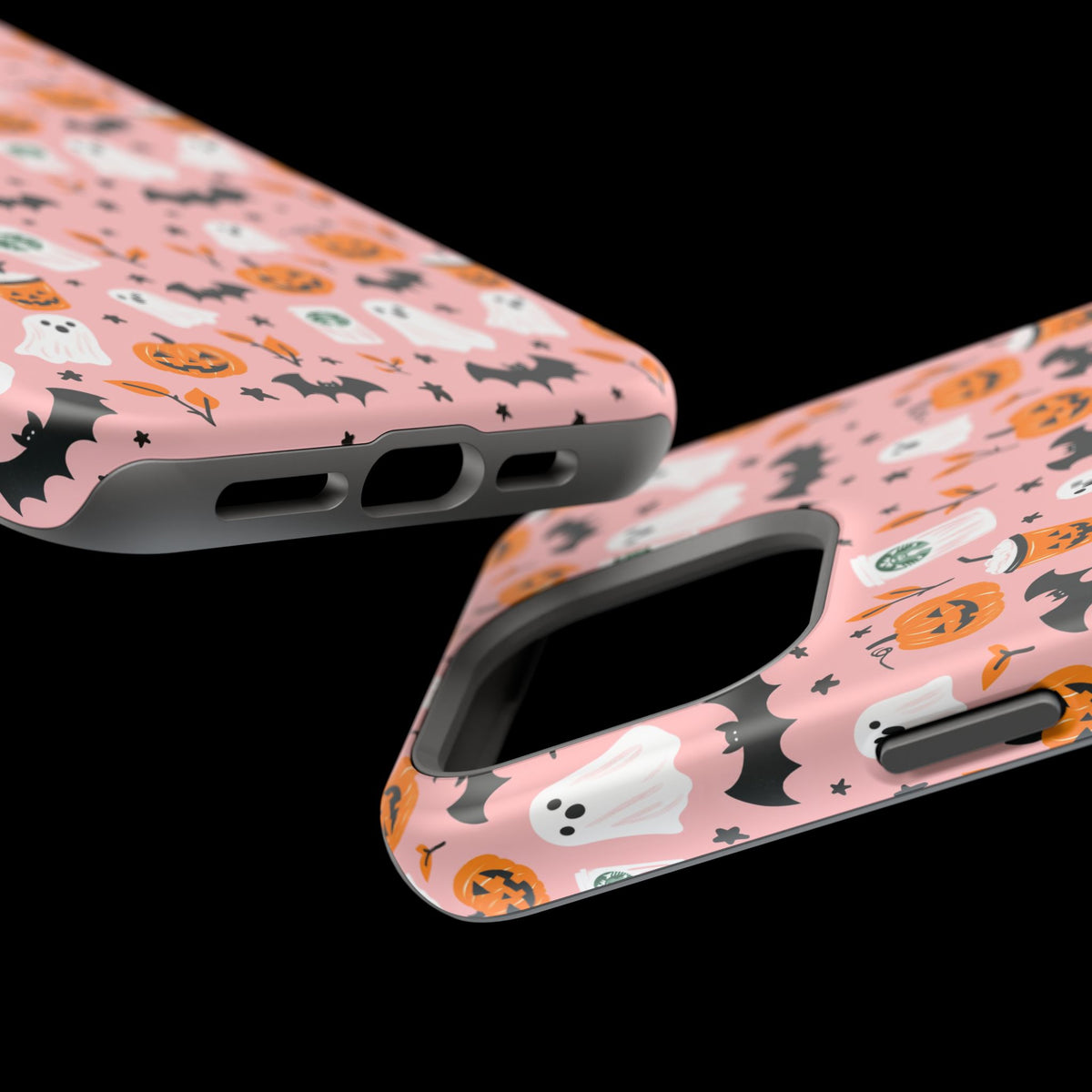 Halloween Ghosts & Pumpkins Magnetic Phone Case — Cute Pink Spooky Pattern