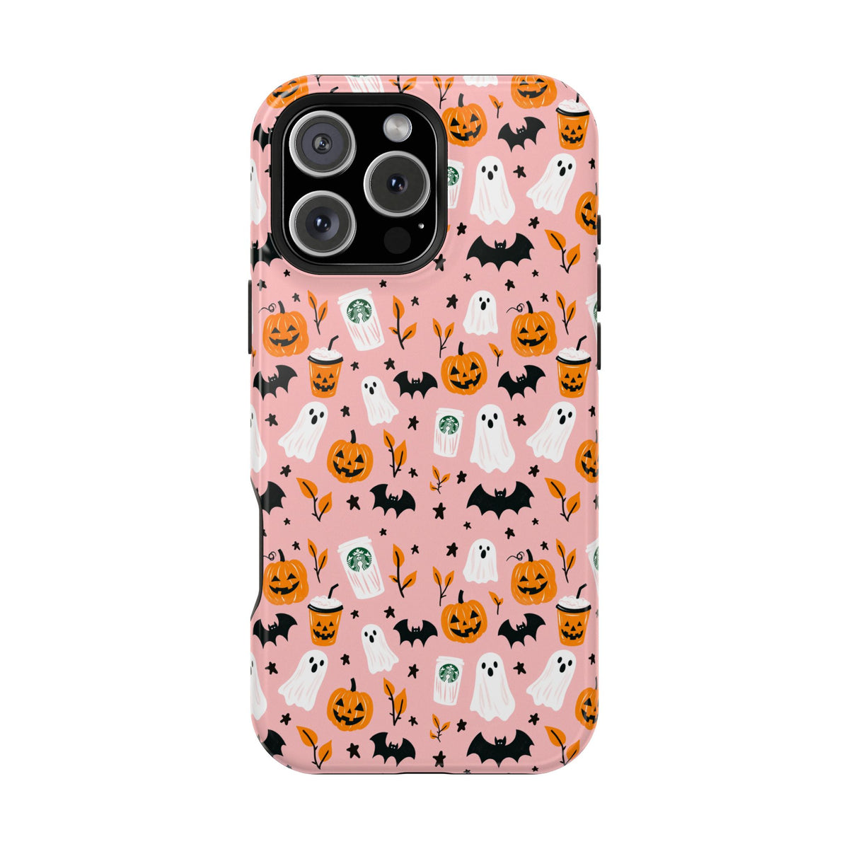 Halloween Ghosts & Pumpkins Magnetic Phone Case — Cute Pink Spooky Pattern