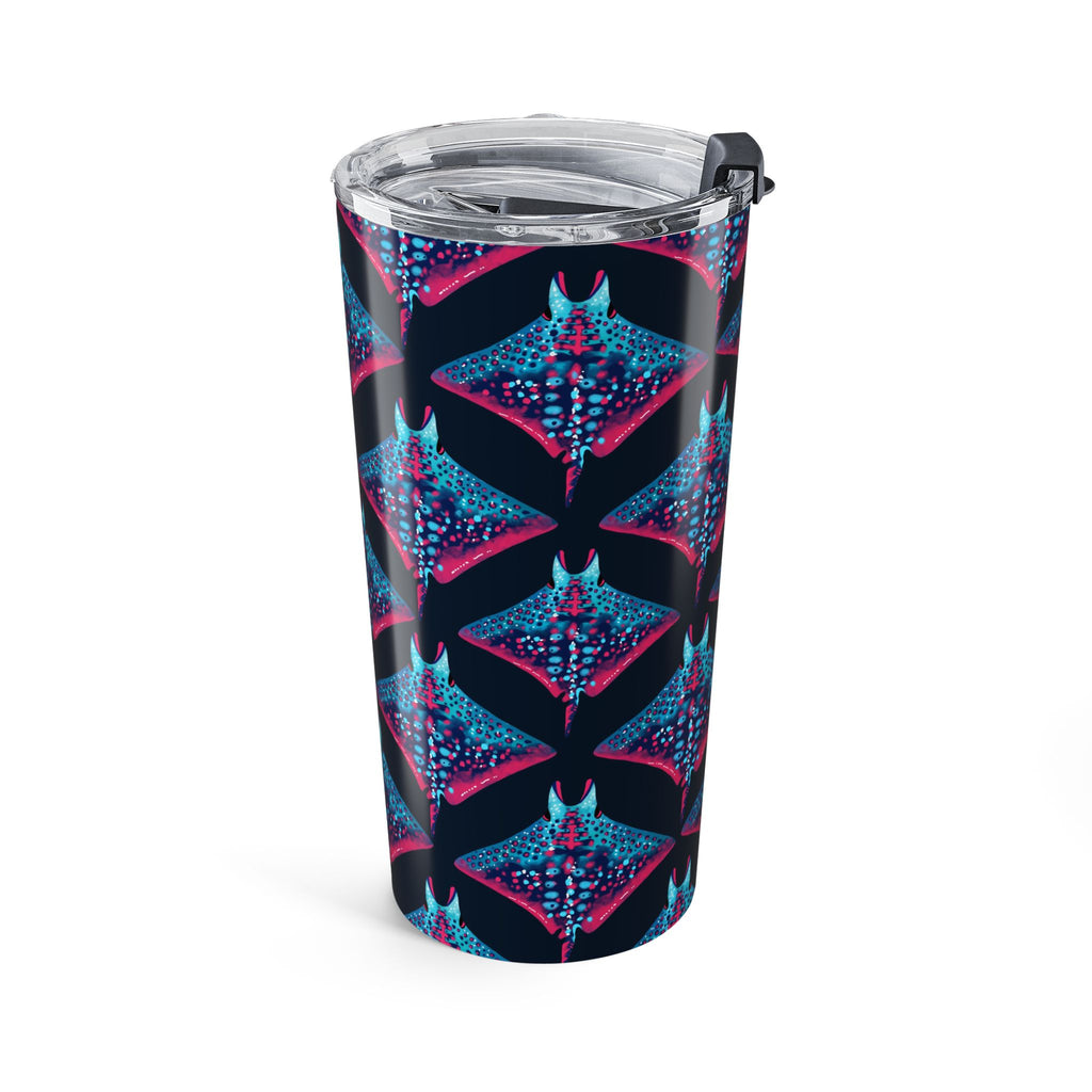 20oz Tumbler — Neon Manta Ray Pattern Stainless Travel Cup