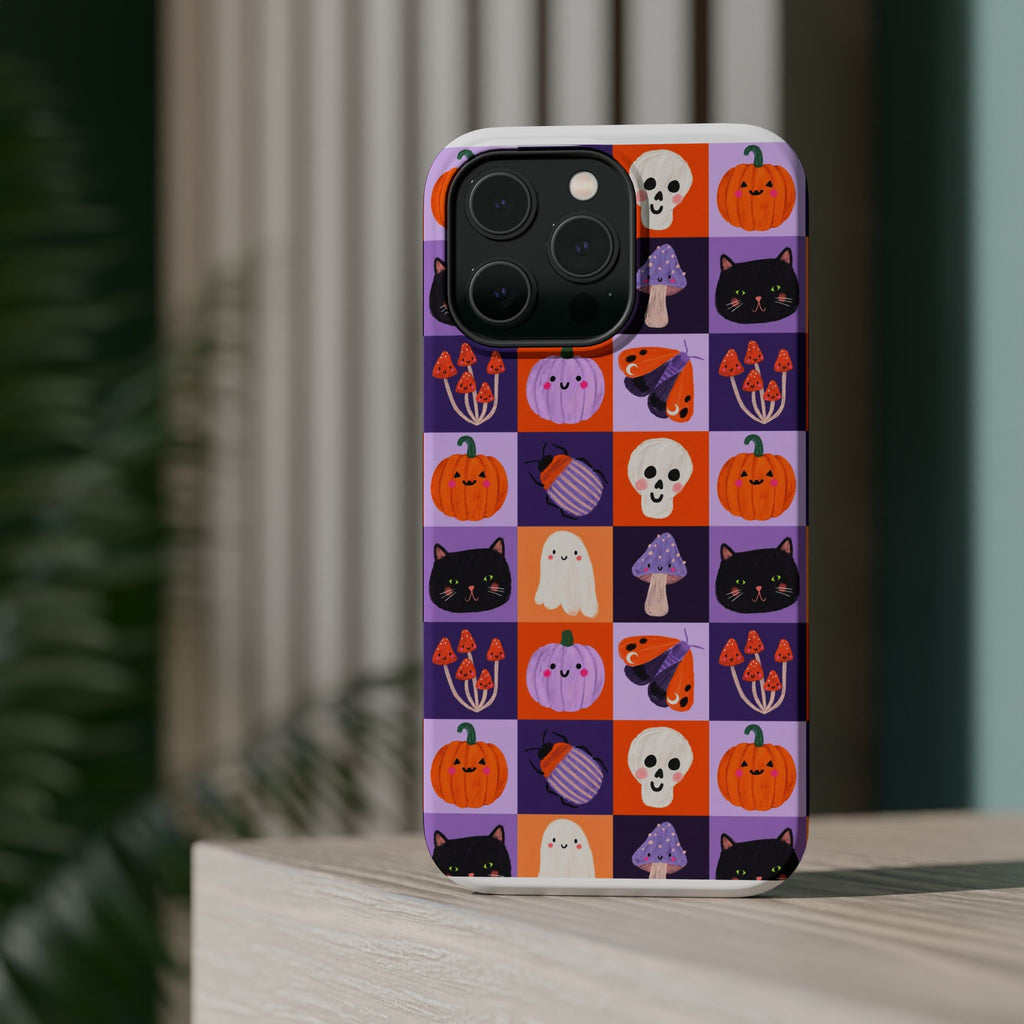 Halloween Pattern Magnetic Impact-Resistant Phone Case — Cute Pumpkins, Cats & Ghosts