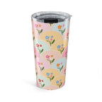 Floral Scallop 20oz Tumbler — Pastel Vintage Flower Pattern Travel Mug