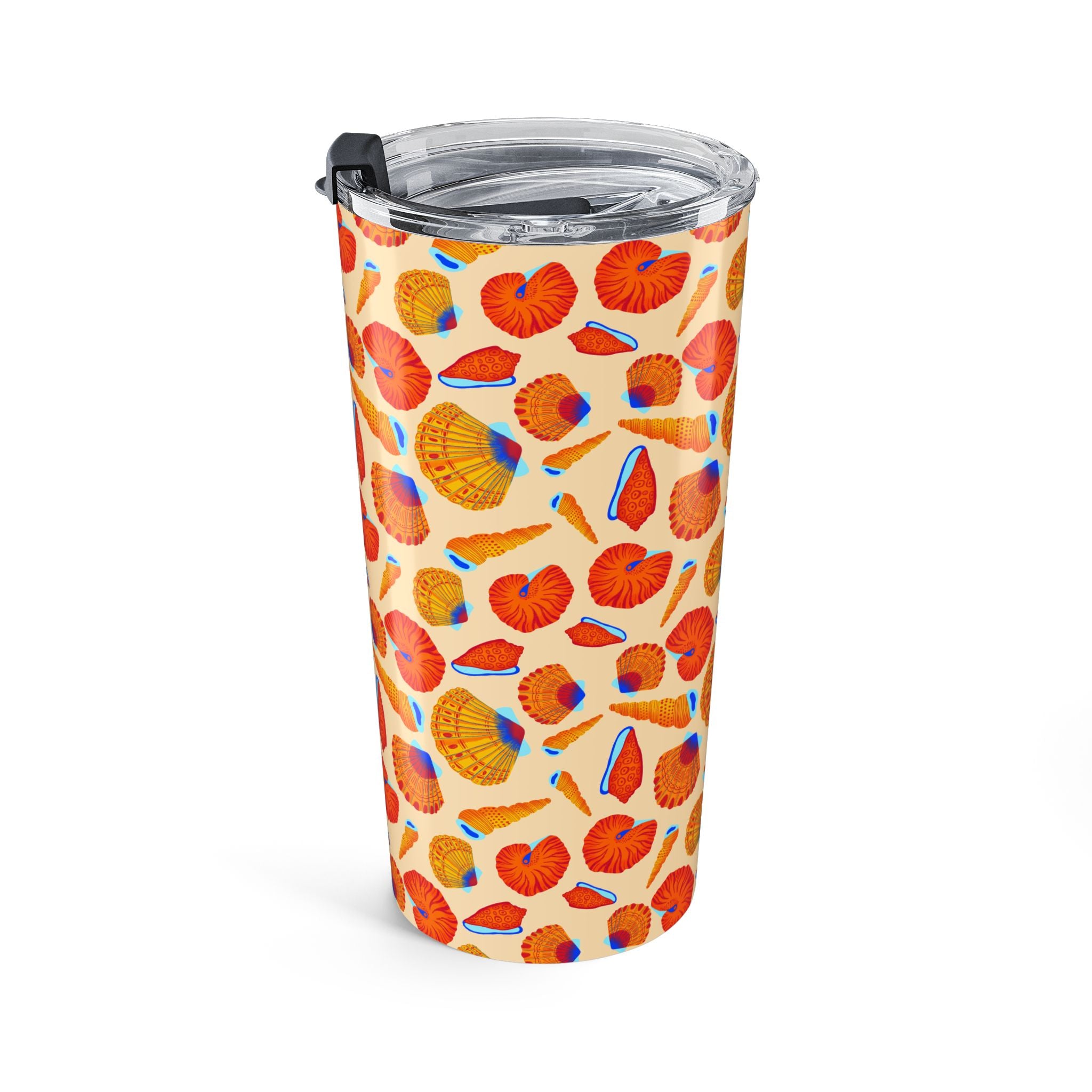 20oz Seashell Pattern Tumbler — Colorful Coastal Drink Thermos