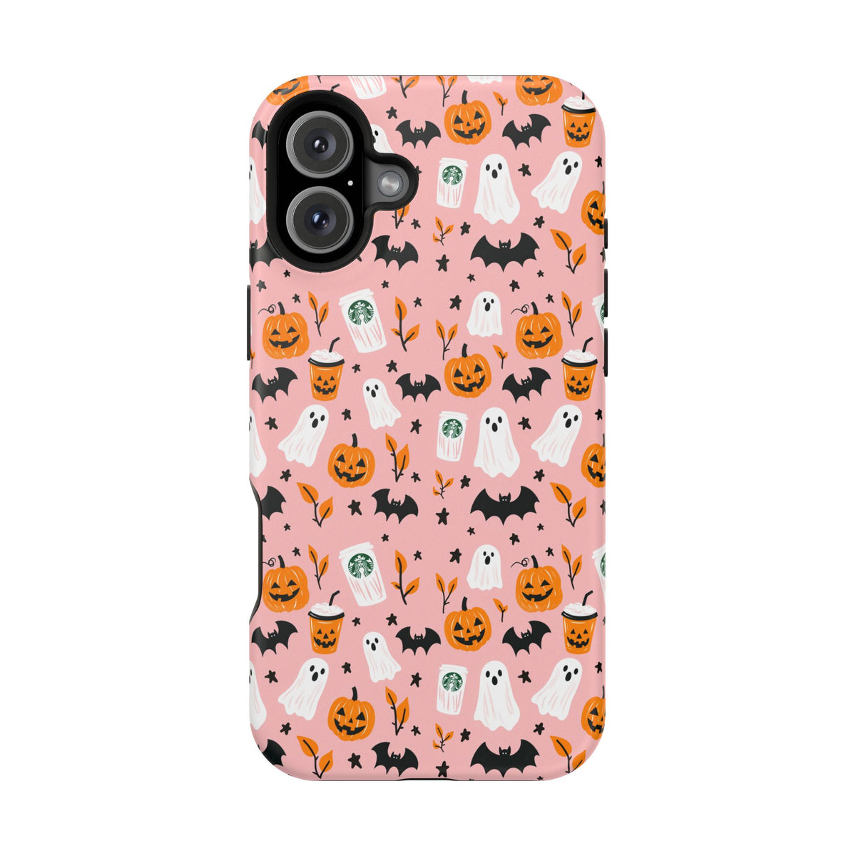 Halloween Ghosts & Pumpkins Magnetic Phone Case — Cute Pink Spooky Pattern