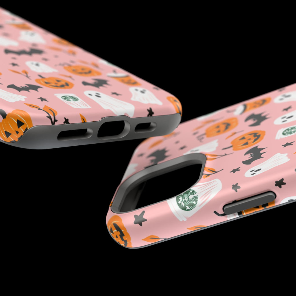 Halloween Cute Pattern Phone Case — Pink Ghosts, Pumpkins & Bats Magnetic Impact-Resistant