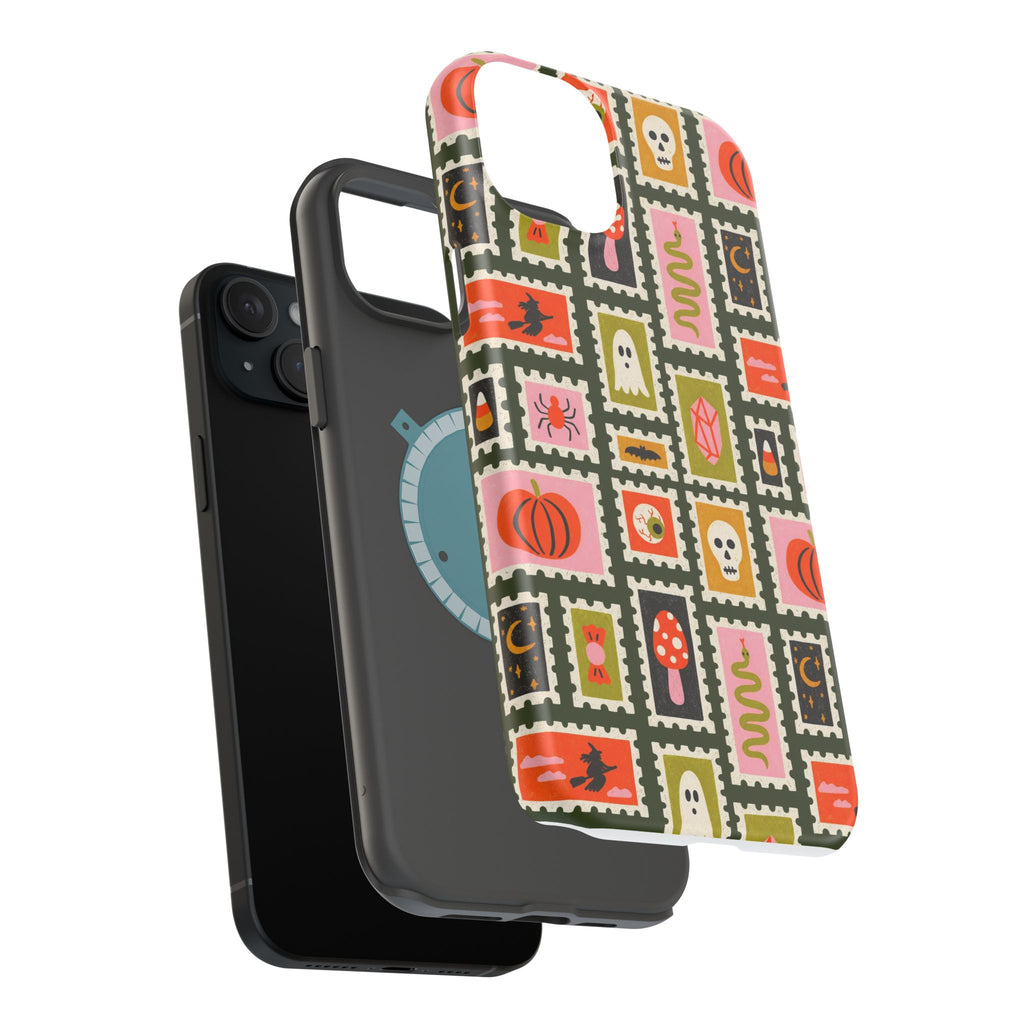Halloween Stamp Pattern Phone Case — Cute Spooky Icons Magnetic Impact-Resistant Case