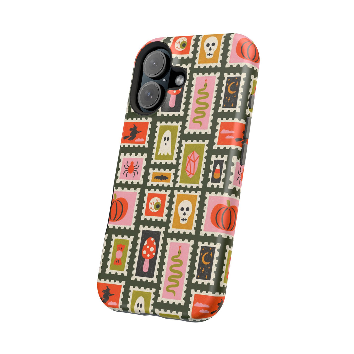 Halloween Stamp Pattern Phone Case — Cute Spooky Icons Magnetic Impact-Resistant Case