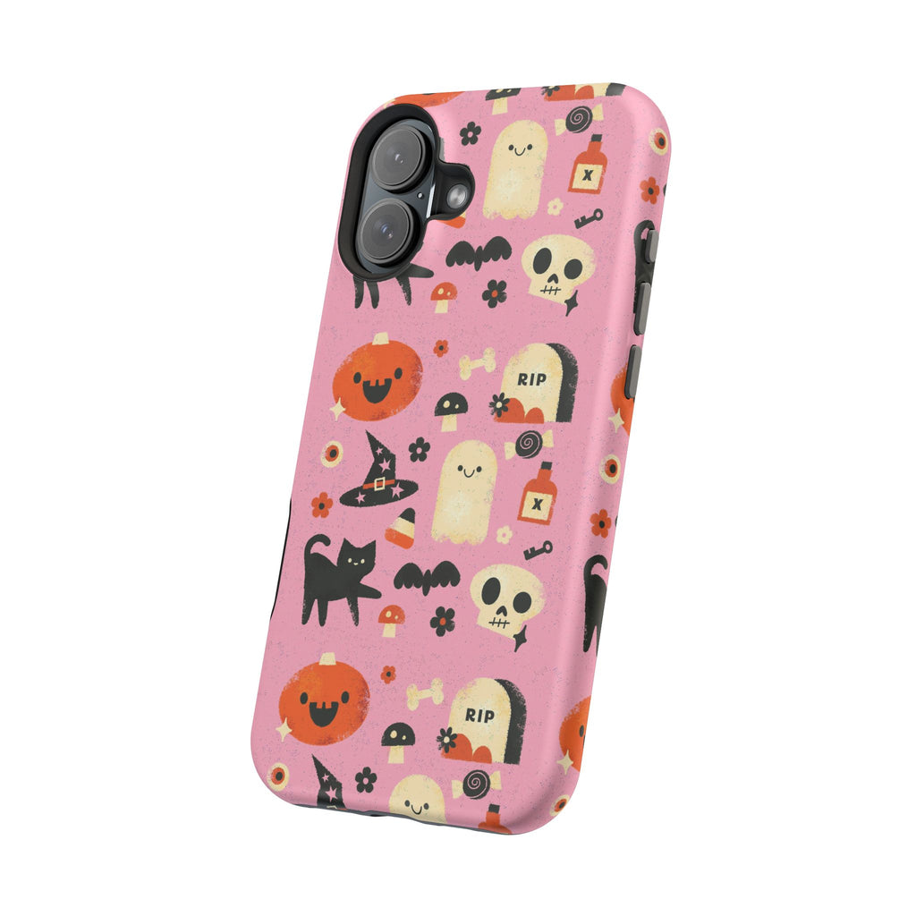 Cute Pink Halloween Magnetic Impact Phone Case — Ghosts, Pumpkins & Skulls